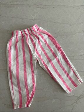 Kids Pink & White Striped Casual Bottoms